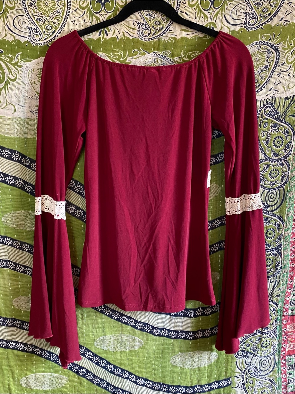 Vintage Y2K Kiwi Maroon Whimsical Renaissance Peasant Fairycore Blouse Medium - Picture 10 of 14